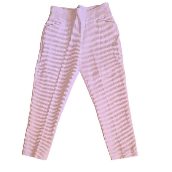 Versona Womens Casual Modern Pants Stretch Waist Ribbed Pull On White Size 10 - Picture 1 of 13